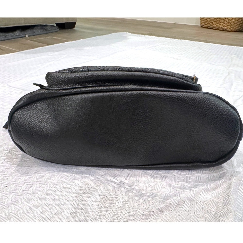 Rein & Bridle Leather Crossbody Bag Black Tooled Floral Embossed Boho Purse‎ - Picture 2 of 10